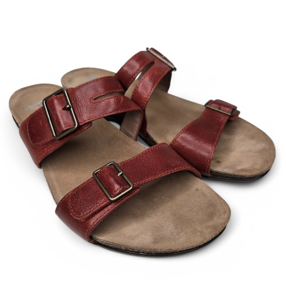 Dansko Rosie Red Leather Sandals Women's Buckled Strap Slide Strappy Summer 41